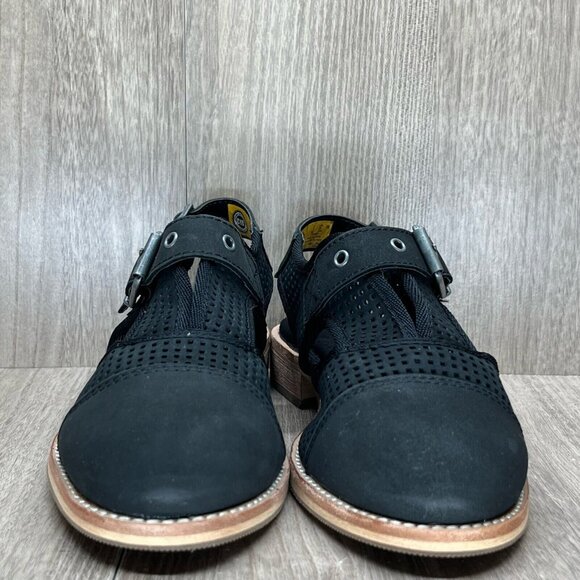 CAT Caterpillar Sandals Womens Sz 5.5 Martine Perforated Slingback Leather Black - Picture 2 of 11